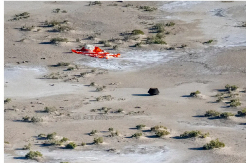 소행성 베누 샘플이 담긴 캡슐이 우리나라 시간으로 24일 밤 11시 52분께 미국 유타주 사막에 착륙했다.   사진=나사